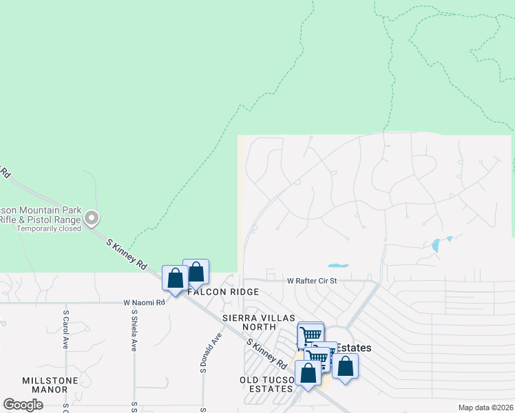 map of restaurants, bars, coffee shops, grocery stores, and more near 6142 West Tucson Estates Parkway in Tucson