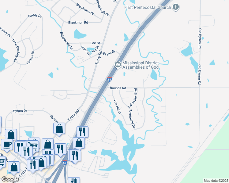 map of restaurants, bars, coffee shops, grocery stores, and more near 2006 Fox Hill Lane in Byram