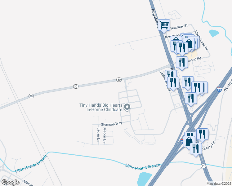 map of restaurants, bars, coffee shops, grocery stores, and more near 13 Hawser Way in Port Wentworth