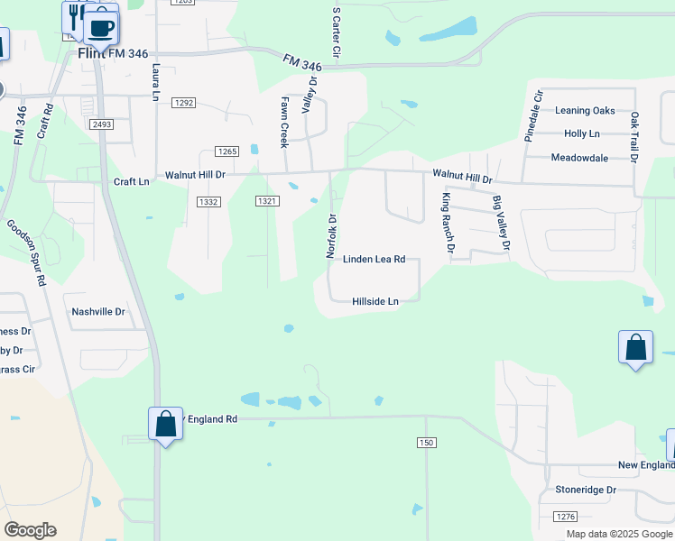 map of restaurants, bars, coffee shops, grocery stores, and more near 19545 Norfolk Drive in Flint