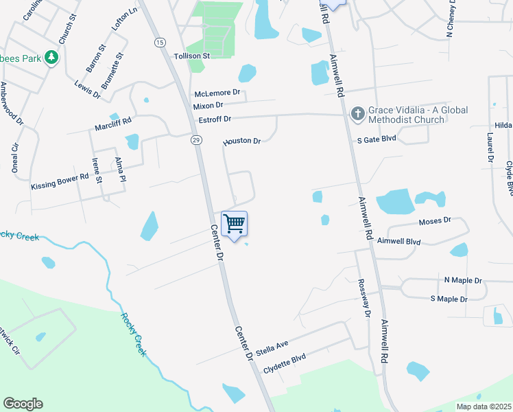 map of restaurants, bars, coffee shops, grocery stores, and more near 814 Barksdale Drive in Vidalia