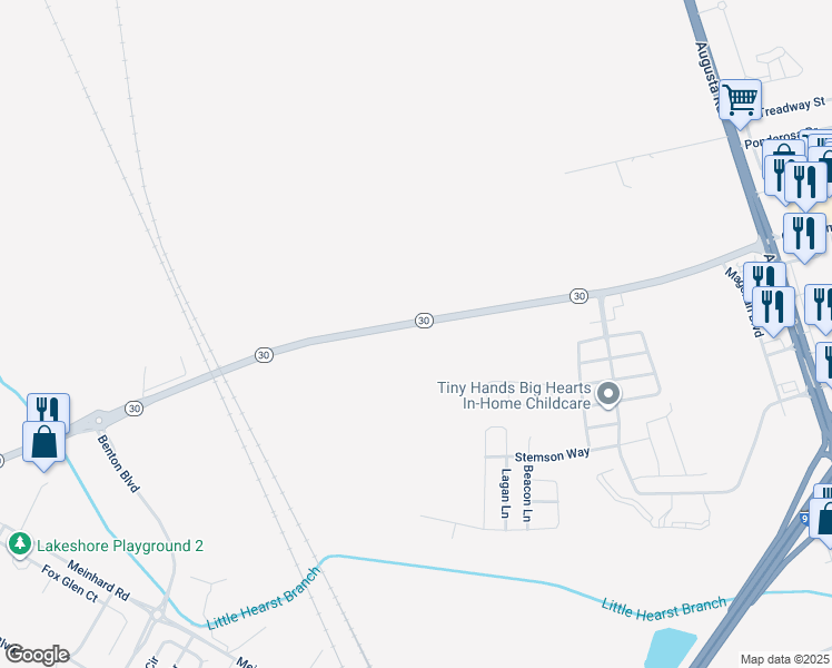 map of restaurants, bars, coffee shops, grocery stores, and more near 449 Georgia 30 in Port Wentworth