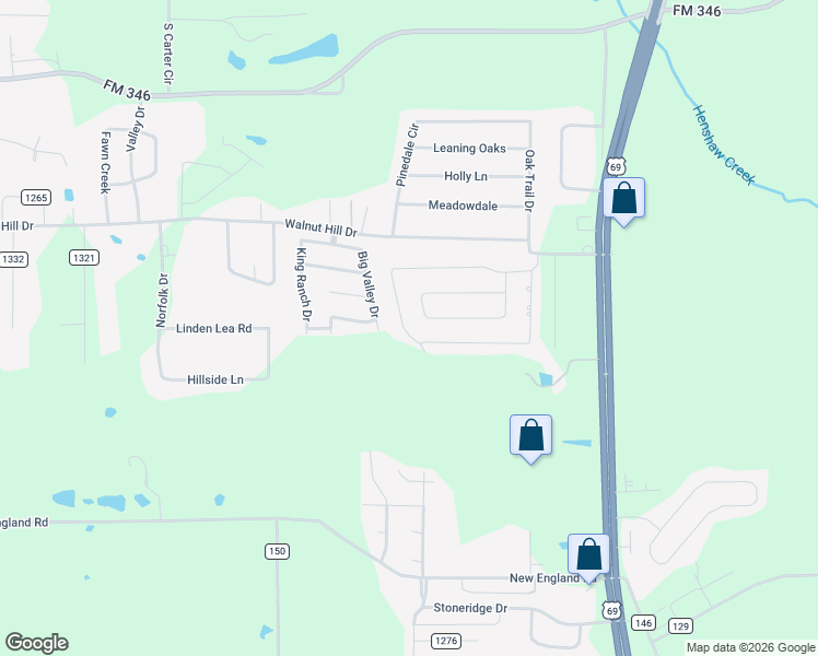 map of restaurants, bars, coffee shops, grocery stores, and more near 19431 Big Valley Drive in Flint