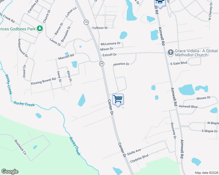 map of restaurants, bars, coffee shops, grocery stores, and more near 1712 Center Drive in Vidalia