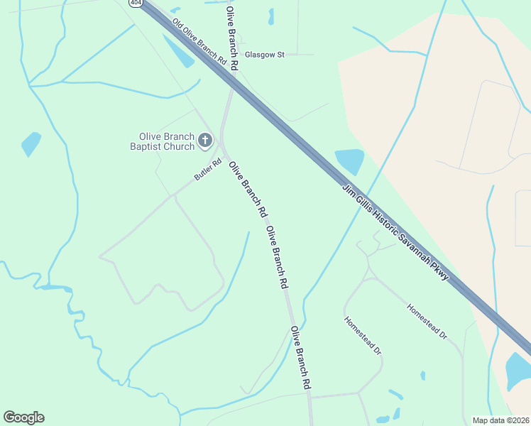 map of restaurants, bars, coffee shops, grocery stores, and more near 1800 Olive Branch Road in Ellabell