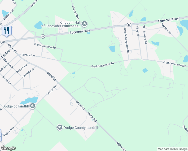 map of restaurants, bars, coffee shops, grocery stores, and more near 58 Holder Place in Eastman