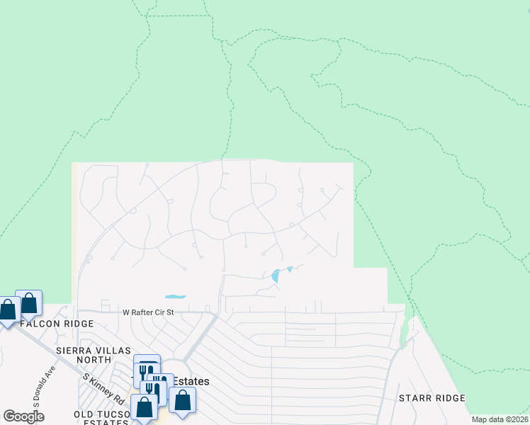 map of restaurants, bars, coffee shops, grocery stores, and more near 2180 Triangle X Lane in Tucson