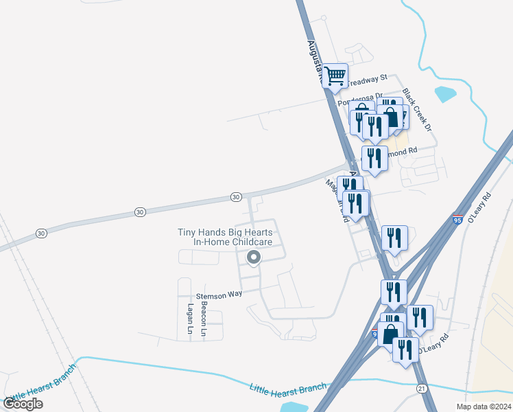 map of restaurants, bars, coffee shops, grocery stores, and more near 1 Hawser Way in Port Wentworth
