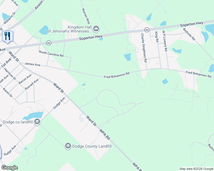 map of restaurants, bars, coffee shops, grocery stores, and more near 58 Holder Place in Eastman