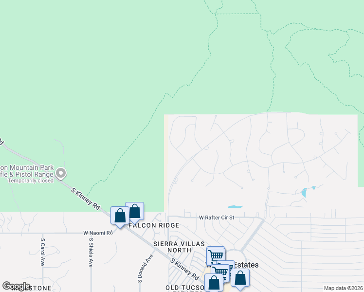 map of restaurants, bars, coffee shops, grocery stores, and more near 2141 South Flying Heart Lane in Tucson