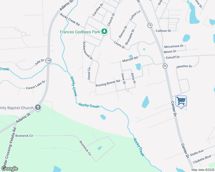 map of restaurants, bars, coffee shops, grocery stores, and more near 303 Kissing Bower Road in Vidalia