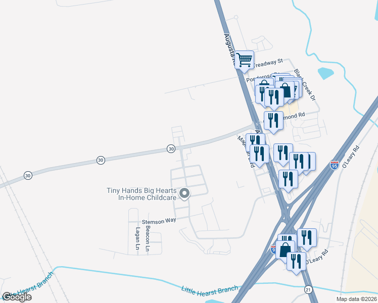 map of restaurants, bars, coffee shops, grocery stores, and more near 1 Hawser Way in Port Wentworth