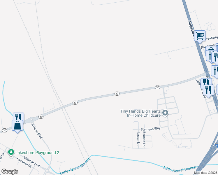 map of restaurants, bars, coffee shops, grocery stores, and more near 449 Georgia 30 in Port Wentworth