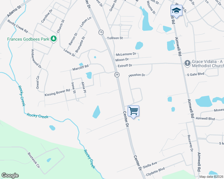 map of restaurants, bars, coffee shops, grocery stores, and more near 804 Bloomfield Road in Vidalia