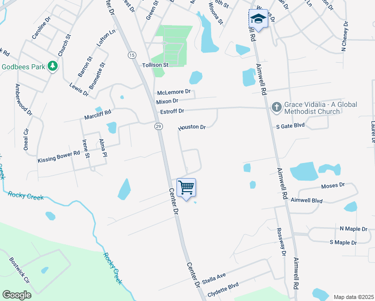 map of restaurants, bars, coffee shops, grocery stores, and more near 814 Barksdale Drive in Vidalia