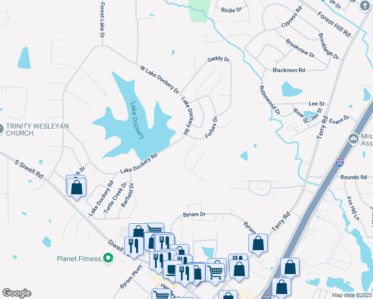 map of restaurants, bars, coffee shops, grocery stores, and more near 3106 Tynes Dr in Byram