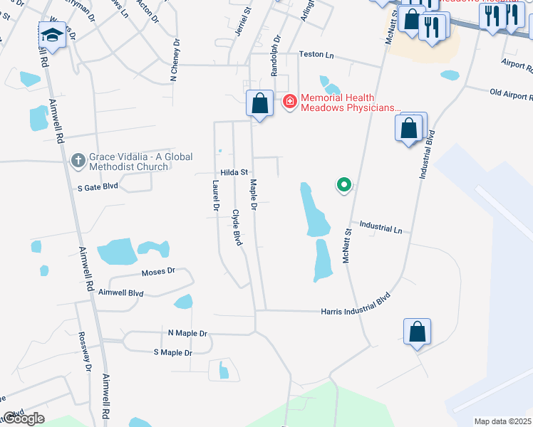 map of restaurants, bars, coffee shops, grocery stores, and more near 812 Maple Drive in Vidalia