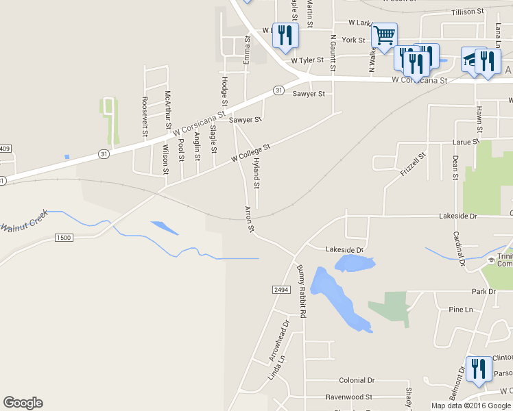 map of restaurants, bars, coffee shops, grocery stores, and more near Hyland Street in Athens