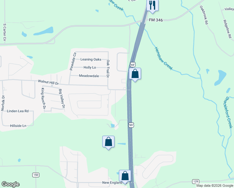 map of restaurants, bars, coffee shops, grocery stores, and more near 19407 Sara Lane in Flint