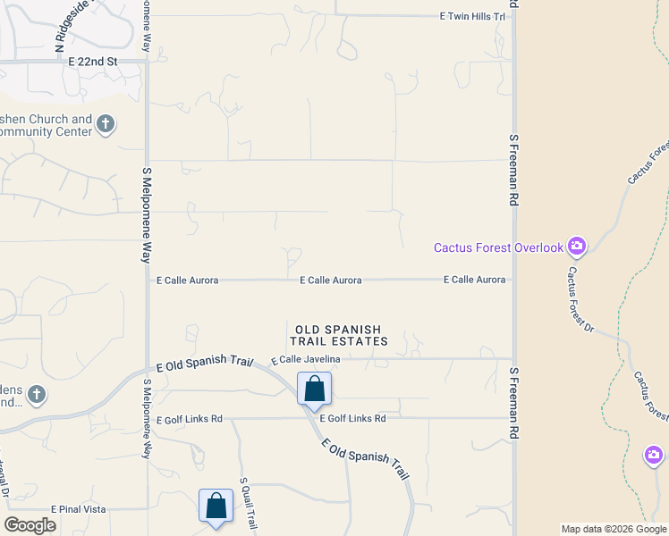 map of restaurants, bars, coffee shops, grocery stores, and more near 11475 East Calle Aurora in Tucson