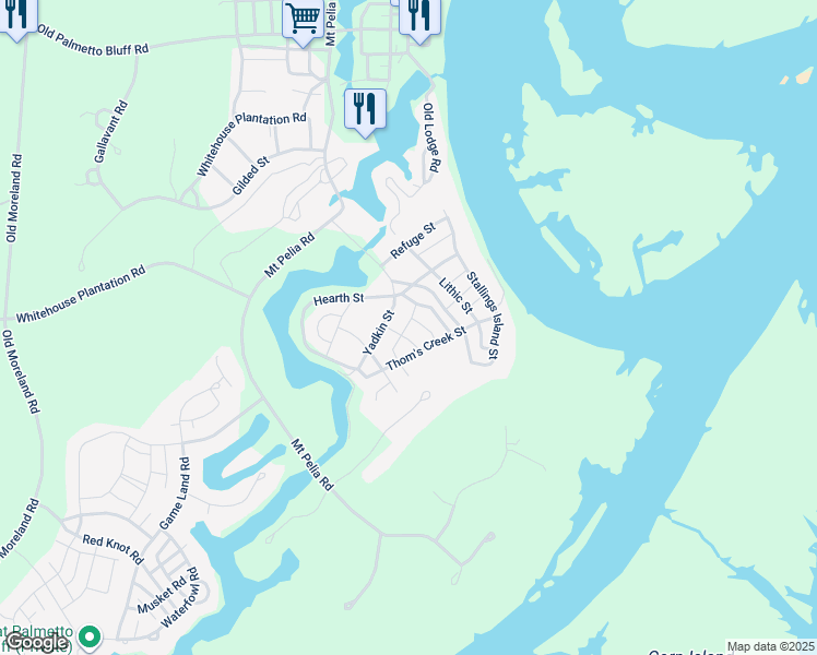 map of restaurants, bars, coffee shops, grocery stores, and more near 7 Elora Street in Bluffton