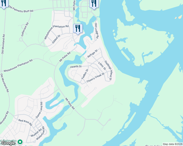 map of restaurants, bars, coffee shops, grocery stores, and more near 7 Elora Street in Bluffton