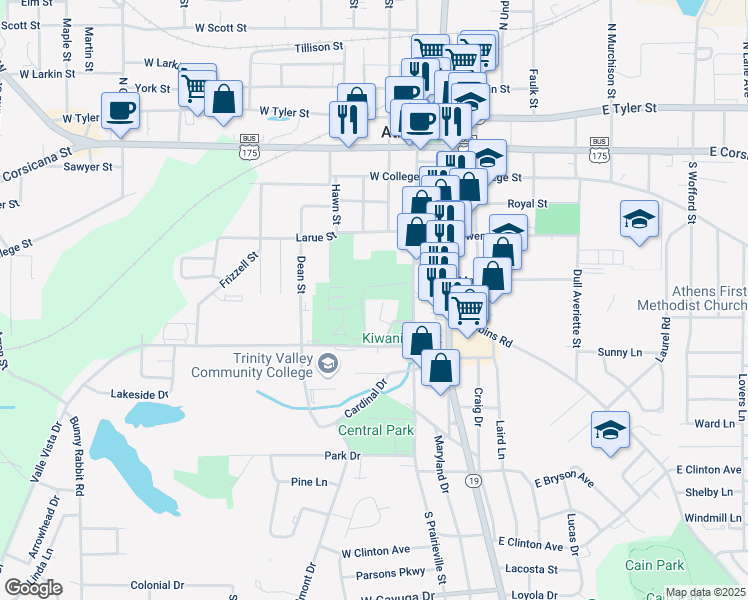 map of restaurants, bars, coffee shops, grocery stores, and more near 498 Rose Garden Circle in Athens