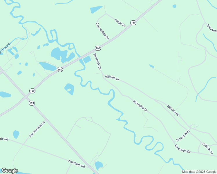 map of restaurants, bars, coffee shops, grocery stores, and more near 348 Riverside Drive in Claxton