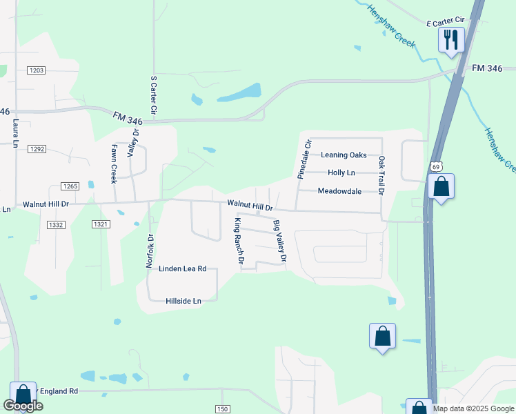 map of restaurants, bars, coffee shops, grocery stores, and more near 6916 Walnut Hill Drive in Flint