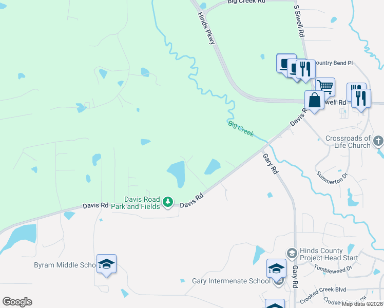 map of restaurants, bars, coffee shops, grocery stores, and more near 2720 Davis Road in Terry