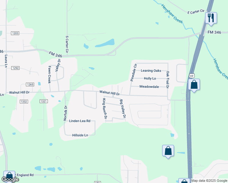 map of restaurants, bars, coffee shops, grocery stores, and more near 7014 Walnut Hill Drive in Flint