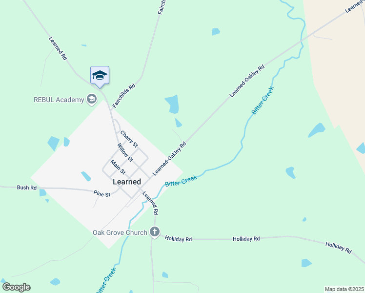 map of restaurants, bars, coffee shops, grocery stores, and more near 1223 Learned-Oakley Road in Raymond