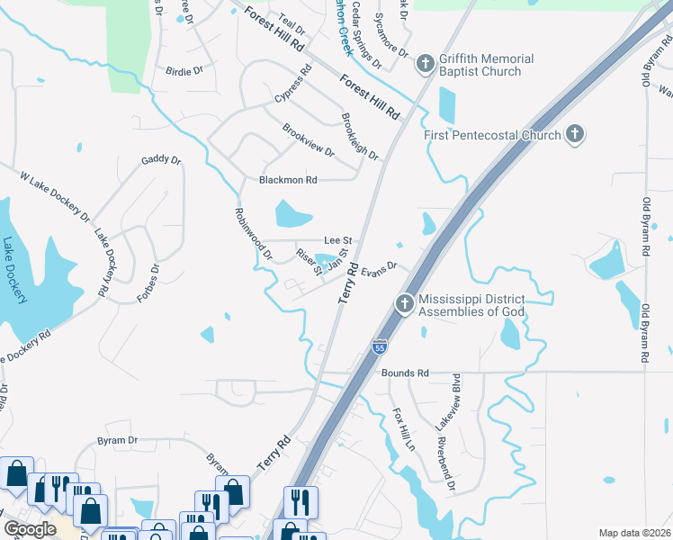 map of restaurants, bars, coffee shops, grocery stores, and more near 222 Jan Street in Byram