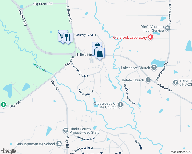 map of restaurants, bars, coffee shops, grocery stores, and more near 2132 Crossbridge Boulevard in Byram