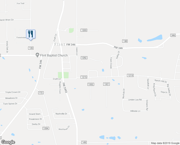 map of restaurants, bars, coffee shops, grocery stores, and more near 10503 Flintridge Circle in Flint
