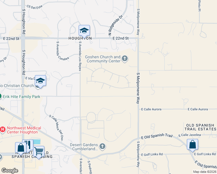 map of restaurants, bars, coffee shops, grocery stores, and more near 1733 South Reef Rock Place in Tucson