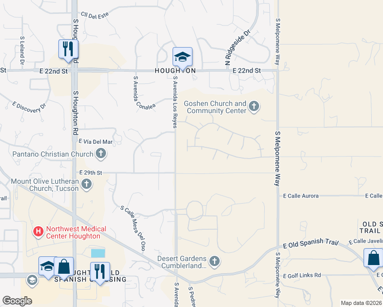 map of restaurants, bars, coffee shops, grocery stores, and more near 1767 South Sunlit Sand Place in Tucson