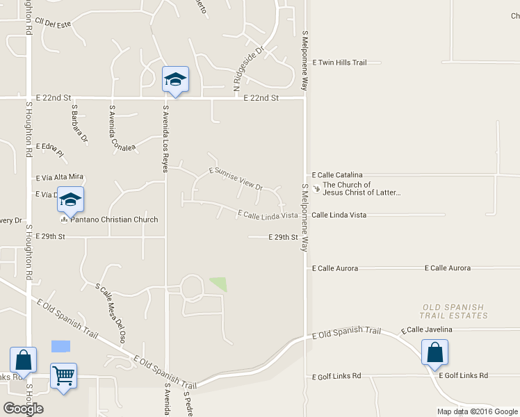 map of restaurants, bars, coffee shops, grocery stores, and more near 1737 South Paige Creek Place in Tucson
