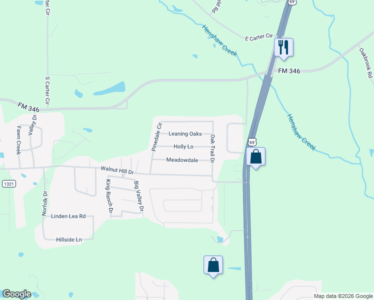 map of restaurants, bars, coffee shops, grocery stores, and more near 3485 Holly Lane in Flint