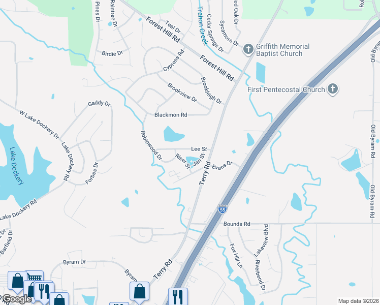 map of restaurants, bars, coffee shops, grocery stores, and more near 425 Lee St in Byram