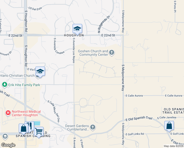 map of restaurants, bars, coffee shops, grocery stores, and more near 10820 East Calle Linda Vista in Tucson