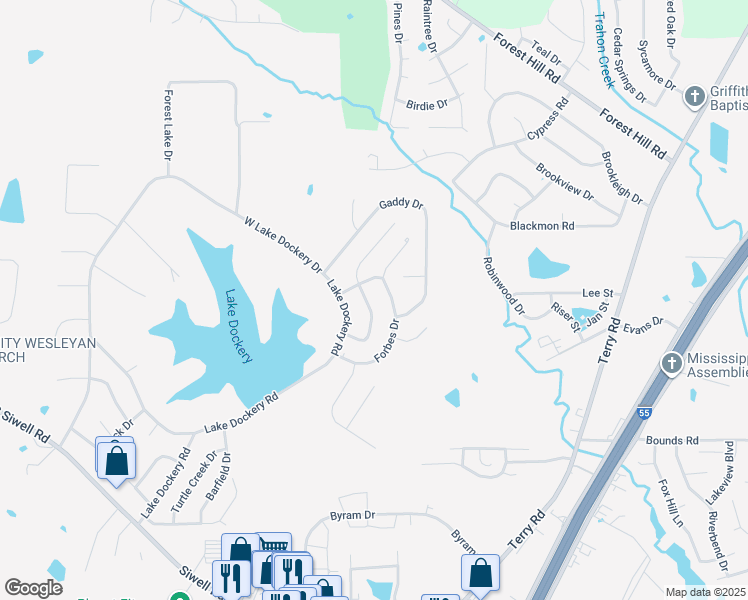 map of restaurants, bars, coffee shops, grocery stores, and more near 1542 Torrence Cove in Byram