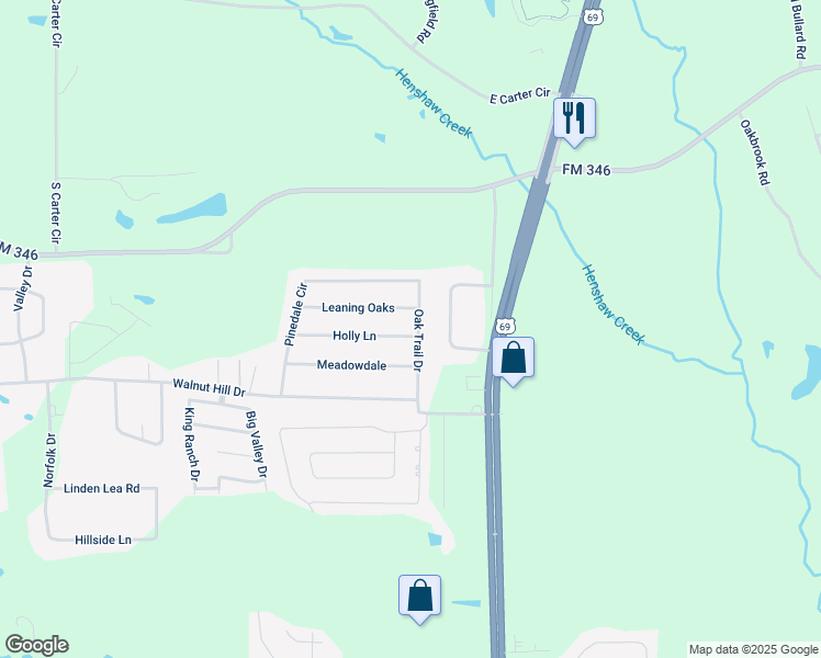 map of restaurants, bars, coffee shops, grocery stores, and more near 2448 Holly Lane in Flint