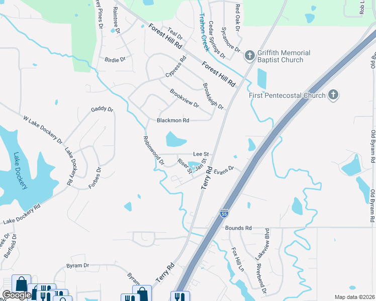 map of restaurants, bars, coffee shops, grocery stores, and more near 425 Lee Street in Byram