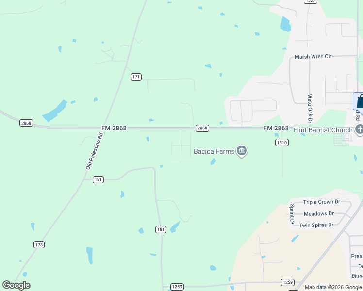 map of restaurants, bars, coffee shops, grocery stores, and more near Stepanie Lane in Smith County