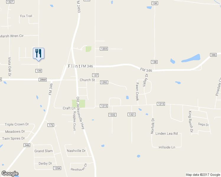 map of restaurants, bars, coffee shops, grocery stores, and more near 10549 County Road 1292 in Flint
