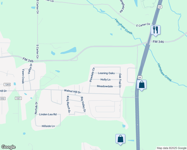 map of restaurants, bars, coffee shops, grocery stores, and more near 5307 Leaning Oaks in Flint