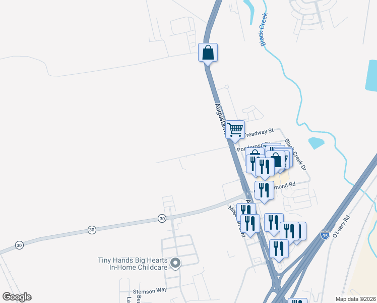 map of restaurants, bars, coffee shops, grocery stores, and more near 154 Berrien Road in Savannah