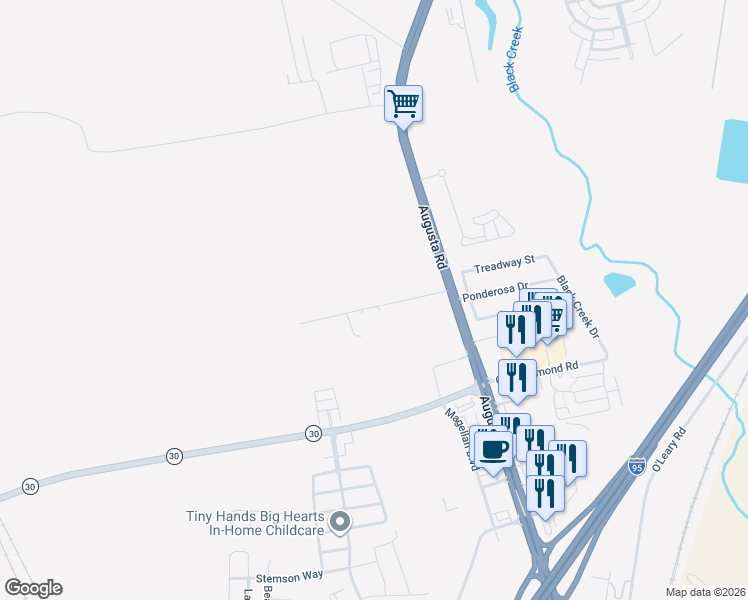 map of restaurants, bars, coffee shops, grocery stores, and more near 154 Berrien Road in Savannah