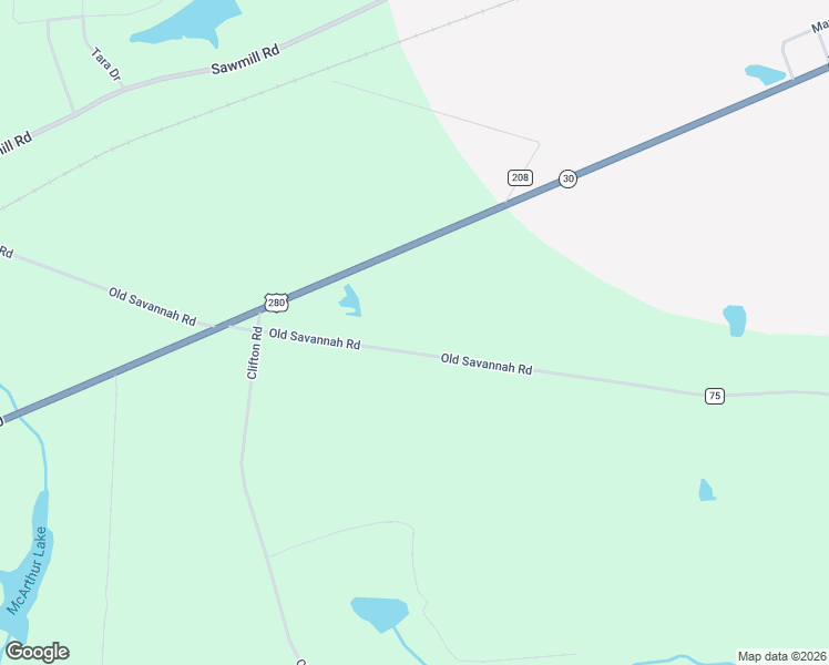 map of restaurants, bars, coffee shops, grocery stores, and more near 585 Old Savannah Road in Ailey